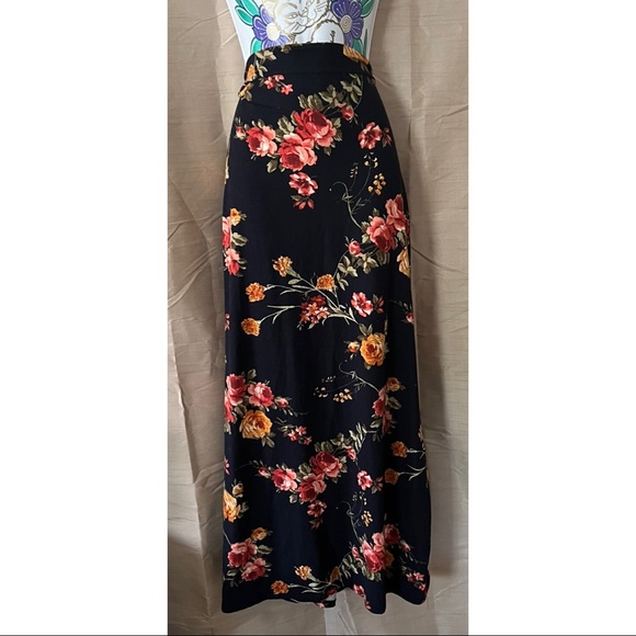 Dresses & Skirts - Navy Pink Floral Maxi Skirt